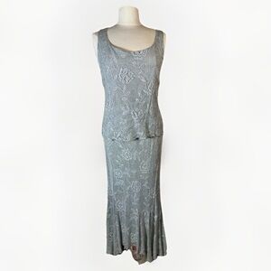 Vintage Spencer Alexis Metallic Floral Lace Skirt & Top Set- SEE DESCRIPTION